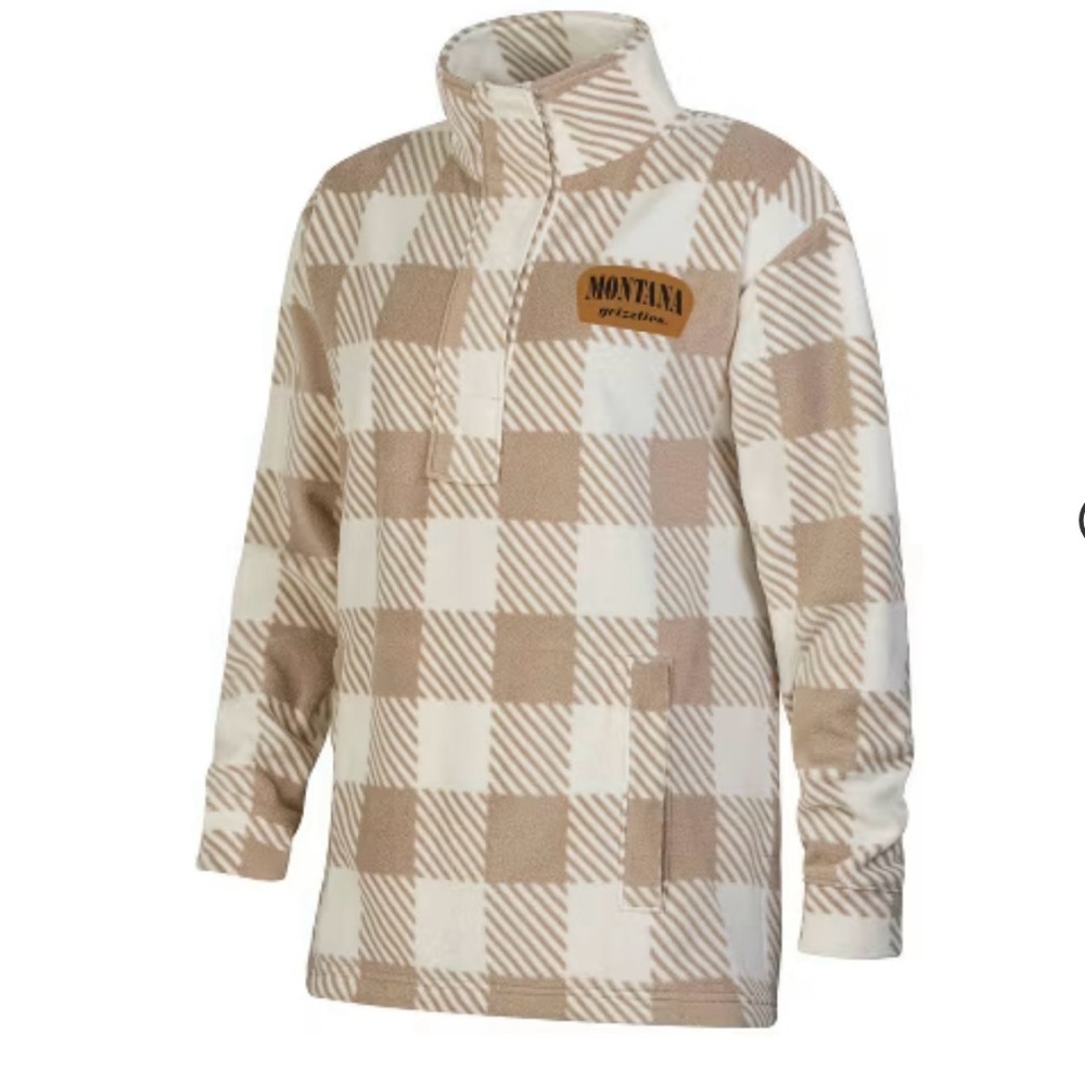 🆕- Michigan Wolverines Women's Buffalo Checkered 1/4 Zip Sweatshirt. Size: med